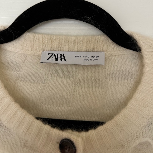 Zara Wool and Alpaca Blend Disc Knit Cardigan in Ecru - Picture 12 of 14